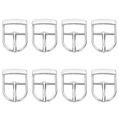 8 Pcs 0.8 Inch Adjustable Single Prong Buckle Belt Buckle, Silver Tone