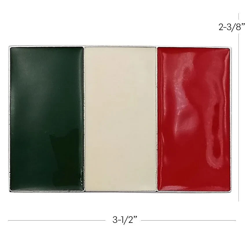 Italy Flag Belt Buckle Chrome Metal Italian Pride Italiano