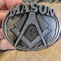 MASON FREEMASONS FREEMASONRY Metal Belt Buckle GRAY SILVER COLOR