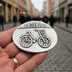 Oval Bicycle Belt Buckle Antique Silver With Road Bike Rider Vintage Style