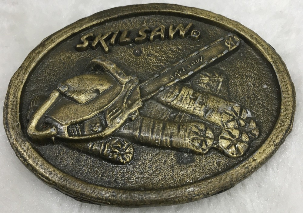 Vintage Skilsaw Brass Belt Buckle, 3.25” X 2.5”, Preowned, 1970’s.