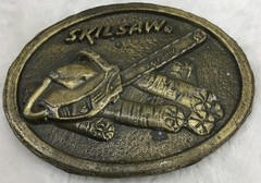 Vintage Skilsaw Brass Belt Buckle, 3.25” X 2.5”, Preowned, 1970’s.