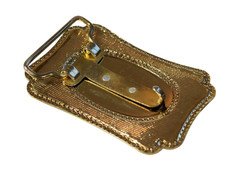 Vintage Two Tone Western Covered Wagon Belt Buckle Gold Silver Tone 1970s