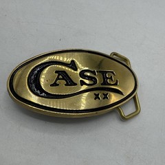 Vintage Case XX Brass Belt Buckle Baron Pocket Knife Oval
