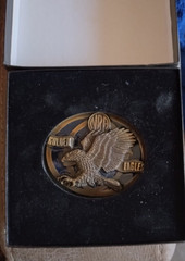 NRA Golden Eagle Belt Buckle, Original Box