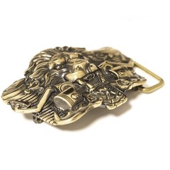 Biker belt buckle BURNING LION, Handmade biker animal lion style