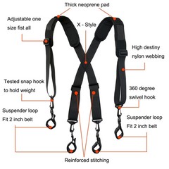 YYST Men Paddded Adjustable Tool Belt Suspender Duty Adult, Black