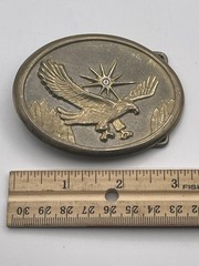 Vintage Unbranded Eagle Hawk Sun 3D Metal Belt Buckle Silver / Gold Tone