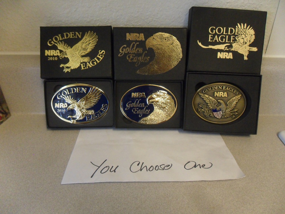 NRA Golden Eagles Belt Buckle in Original box VTG ( YOU CHOOSE ONE )