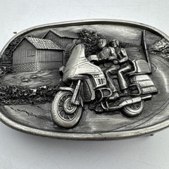 Vintage Bergamont 1984 Biker Motorcycle Couple Riding Through The Hills Buckle
