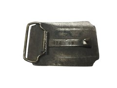 Vintage Silver and Green Men&rsquo;s Metal Belt Buckle with Two Flying Ducks on it