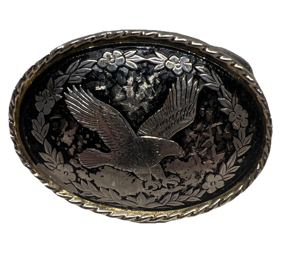 American Bald Eagle Coin Silver Belt Buckle W USA