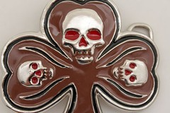 Men Women Silver Fashion Belt Buckle Skull Skeleton Brown Clover Leaf Rock Punk