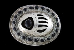 Zuni Navajo Native American Gary Nez Sterling Silver Bear Paw Concho Belt Buckle