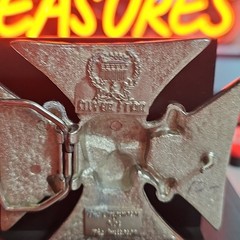 3-D Skull And Crossbones On Iron Cross Belt Buckle by Silver Star See Pics