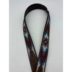 Nocona Western Leather Belt Embroidered Brown Silver Buckle 38