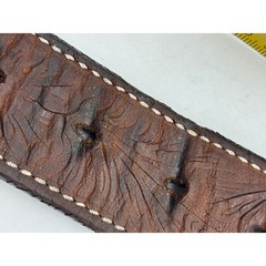Nocona Western Leather Belt Embroidered Brown Silver Buckle 38