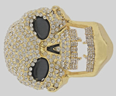 Skull Belt Buckles Men Women Full Rhinestones Skeleton Vintage Gold Metal Pirate
