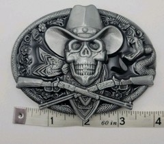 Cowboy Skull Belt Buckle Western Gothic Biker Style Snake Guns Rodeo Punk