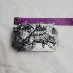 Vintage Wolves Belt Buckle Rectangle 1991 Arroyo Grande 3.25in By 2in Made USA