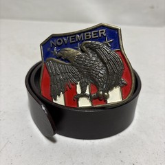 Vintage Collectible November Patriotic Flag Eagle Metal Belt & Buckle Sz 30