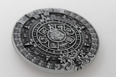 Men Women Belt Buckle Silver Metal Western Fashion Aztec Calendar Mayan Sunstone