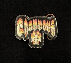 Vintage belt buckle embroidered “Choppers” Maltese cross with fire lettering
