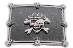 NEW Men Women Fashion Belt Buckle Silver Skull Black Pirate Gothic Square Shape