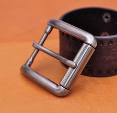 Antiqued Silver Single Prong Replacement Roller Belt Buckle Fits 40mm Belt Strap