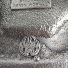 BERGAMOT Brass Works Bear Fish Belt Buckle Trout Fishing Silver Tone 1978