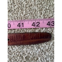 Vintage Brighton Brown Faux Croc Leather Textured Belt Gold Buckle Size 38 USA