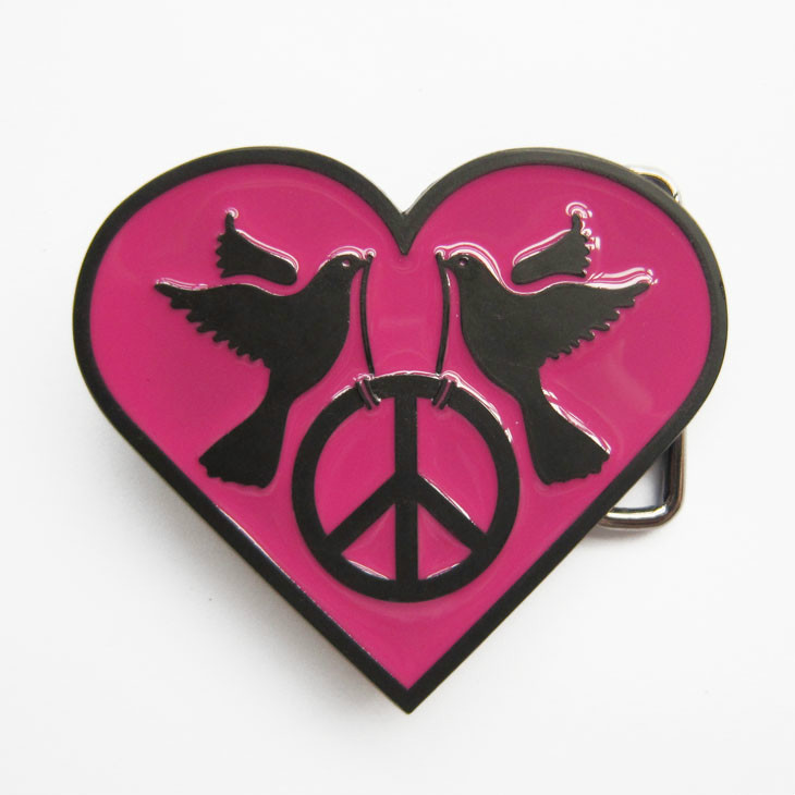 BRAND NEW HEART BIRD PEACE SIGN WOMEN 60 BELT BUCKLE