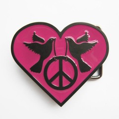 BRAND NEW HEART BIRD PEACE SIGN WOMEN 60 BELT BUCKLE