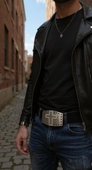 Men Women Silver Metal Rocker Gothic Fashion Buckle Cross Ranch Rodeo Outdoor