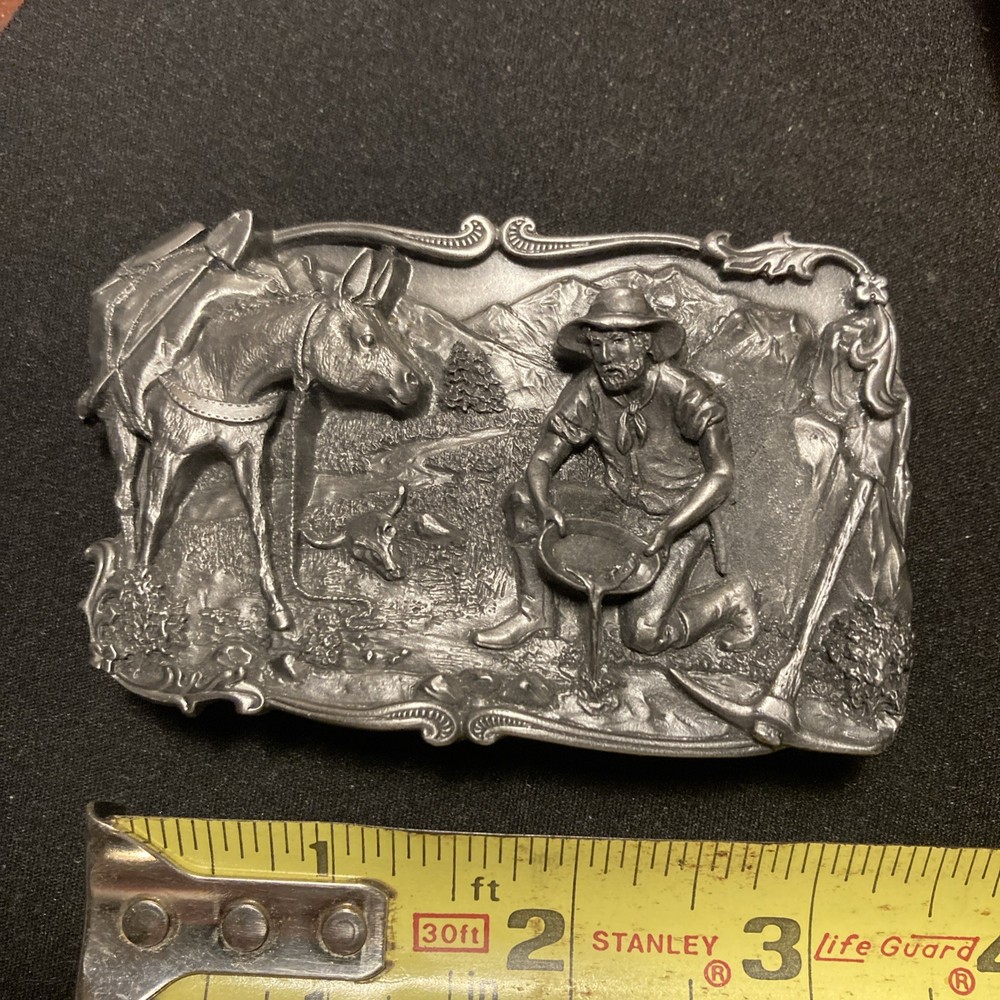 Siskiyou Dedication Belt Buckle Arroyo Grande Buckle Co. Gold Mining Panning