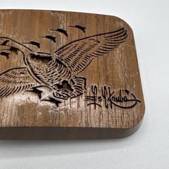 Vintage 1977 Lasercraft Laser Engraved V Formation Geese Duck Theme Belt Buckle