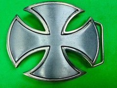 Maltese Celtic Iron Cross Gothic Punk Biker Vibe Cutout Silver Color Belt Buckle