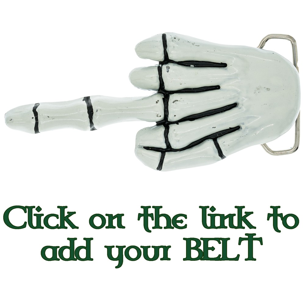 Middle Finger Skeleton Belt Buckle Gothic Metal Biker Rock n Roll Rocker Punk