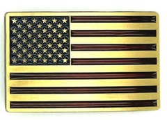 Brass Tone American Flag Enameled Belt Buckle New