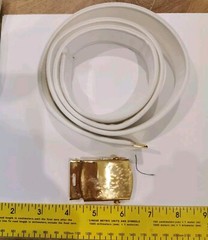 US Navy Belt Buckle Solid Brass White Belt Gloves