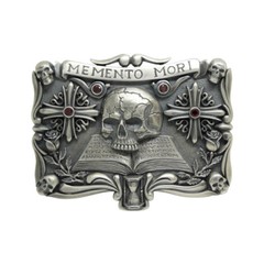 Handmade Sterling Silver Skull Mens Biker Belt Buckle Masonic мemento mori