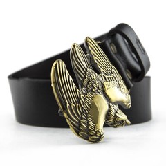 Handmade brass belt buckle Fighting Falcon, Solid hunting hawk sculptural