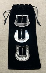Lot 3 Western Vintage Style Engraved Belt Buckles Silver Tone Floral Scroll