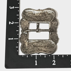 Western Style Belt Buckle 3&Prime;x2.25&Prime; Silver Tone for 1&Prime; Belt Stamped Ethnic Design