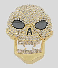 Bling Belt Buckle Skull Gold Metal Western Cowgirl Cowboy Real Rodeo Men Cosplay