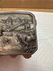 Vintage 1984 Bergamot Brass Works Farm Scenery Belt Buckle AS IS