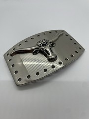 Men&rsquo;s Silver Metal Western Cowboy Longhorn Belt Buckle 2.75 x 4.25 in