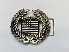 Vintage Cadillac Emblem Flag Chrome Color Belt Buckle Byfamous Stars And Straps