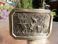 VTG 1976 MENS GREAT AMERICAN BUCKLE CO. LTD EDITION SOLID BRASS BELT BUCKLE