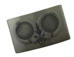 Handcuffs Belt Buckle Hand Cuff Peace Officer Police New Men Antiqued Gray Metal